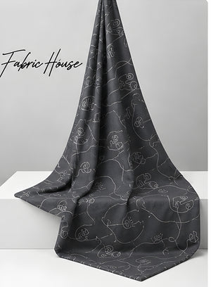 Charcoal Abstract Line Art chiffon draped to show fall