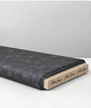 Charcoal Abstract Line Art chiffon folded