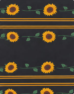 Black Sunflower Stripe chiffon, print close up