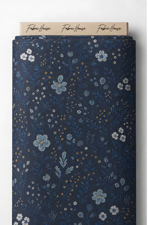 Midnight Blue Dainty Floral chiffon full roll