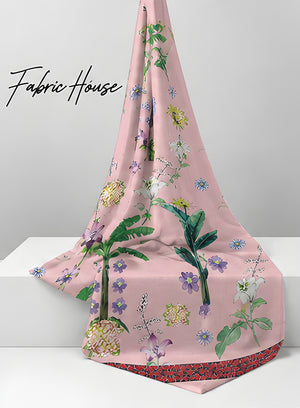 Blush Pink Garden Botanical chiffon draped to show fall