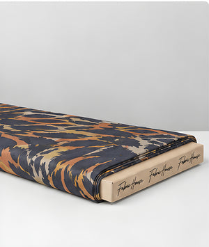 Tan Navy Abstract Animal Print chiffon folded
