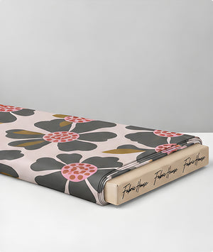 Cream Retro Daisy Print chiffon folded