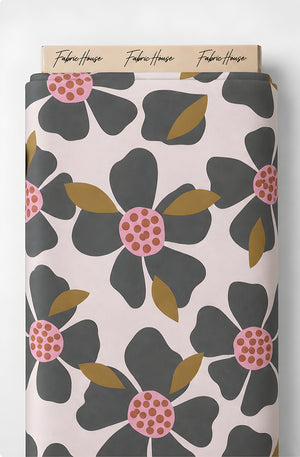 Cream Retro Daisy Print chiffon full roll