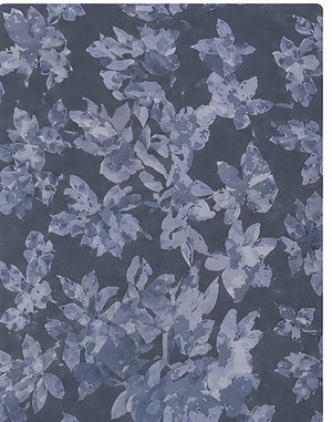 Slate Blue Tonal Botanical chiffon, print close up