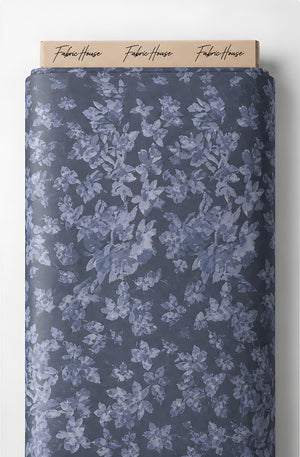 Slate Blue Tonal Botanical chiffon full roll