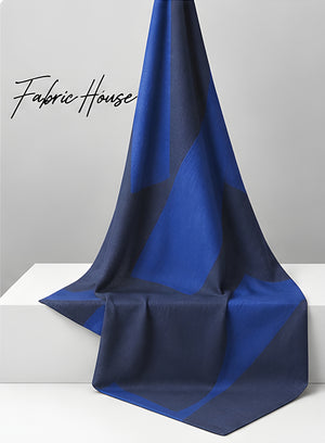 Royal Blue Abstract Blocks chiffon draped to show fall