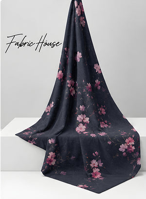 Black Delicate Pink Blossom chiffon draped to show fall