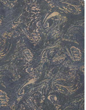 Charcoal Antique Paisley chiffon, print close up
