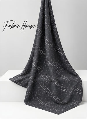 Charcoal Subtle Diamond Geometry chiffon draped to show fall