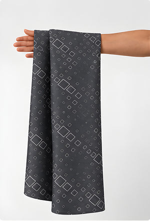 Charcoal Subtle Diamond Geometry chiffon held in hand for scale