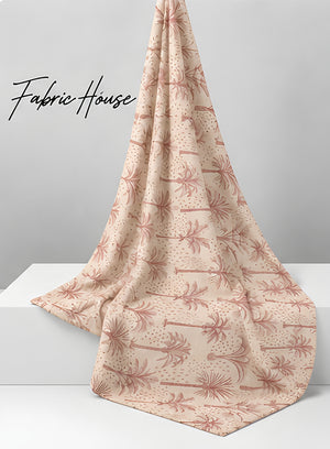 Dusty Rose Palm Trees poly-cotton draped to show fall