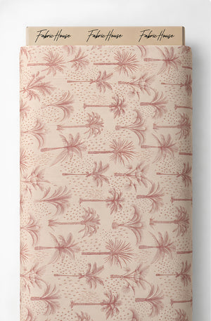 Dusty Rose Palm Trees poly-cotton full roll