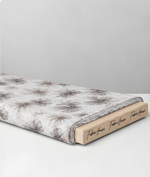 Ivory Grey Feathered Botanical poly-cotton folded