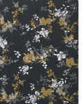 Black Botanical Floral Scatter chiffon, print close up