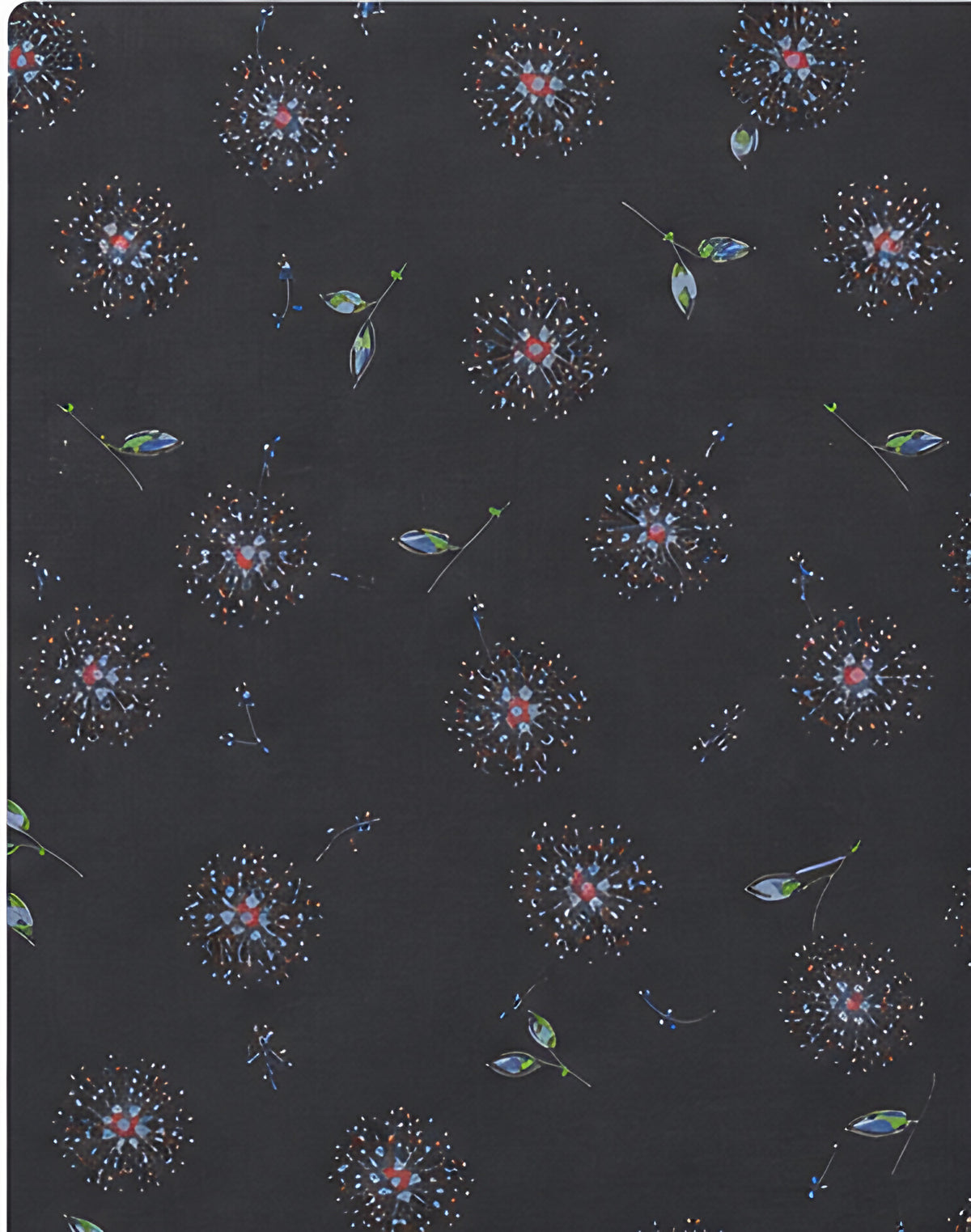Charcoal Subtle Starburst chiffon, print close up