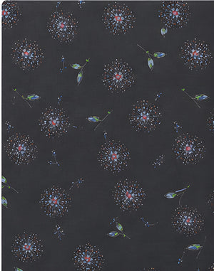 Charcoal Subtle Starburst chiffon, print close up