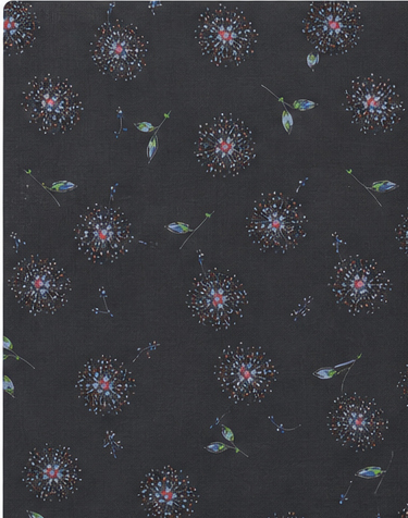 Charcoal Subtle Starburst chiffon, print close up