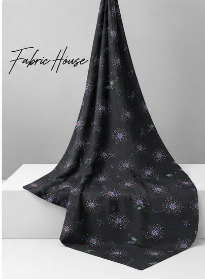 Charcoal Subtle Starburst chiffon draped to show fall