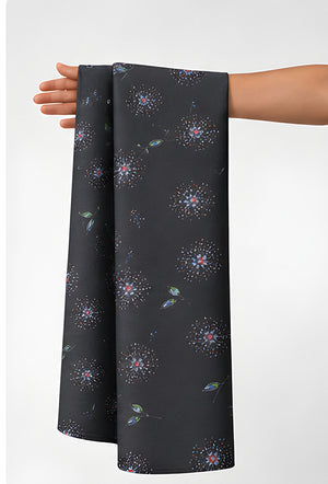Charcoal Subtle Starburst chiffon held in hand for scale