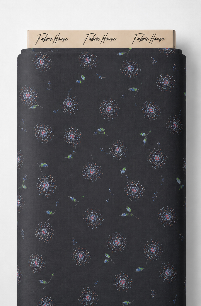 Charcoal Subtle Starburst chiffon full roll