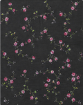 Black Tiny Pink Floral chiffon, print close up