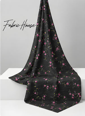 Black Tiny Pink Floral chiffon draped to show fall