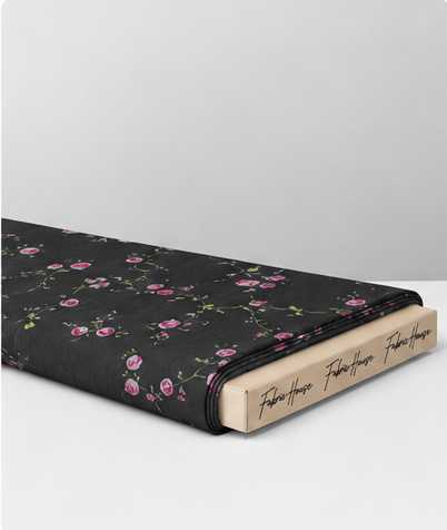 Black Tiny Pink Floral chiffon folded