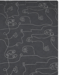 Charcoal Abstract Line Art chiffon, print close up