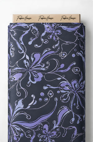 Indigo Ornamental Floral chiffon full roll