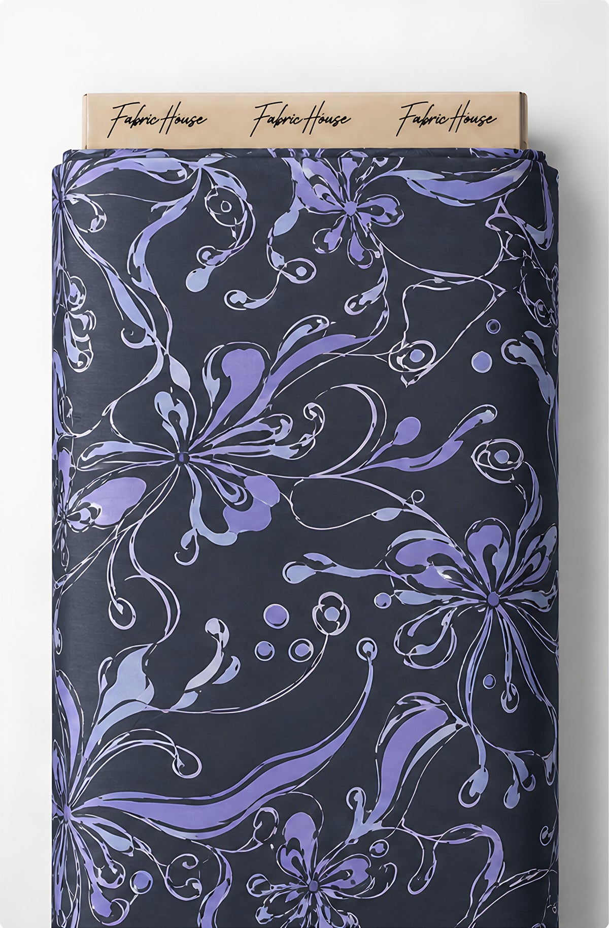 Indigo Ornamental Floral chiffon full roll