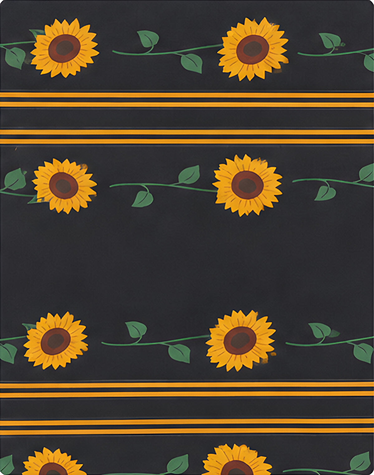 Black Sunflower Stripe chiffon, print close up