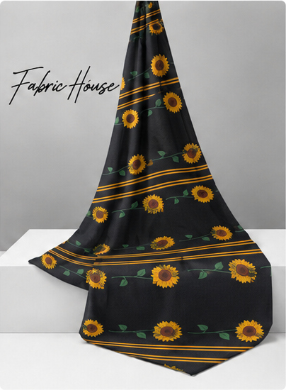 Black Sunflower Stripe chiffon draped to show fall