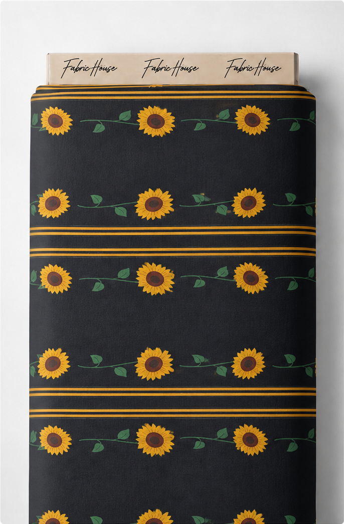 Black Sunflower Stripe chiffon full roll