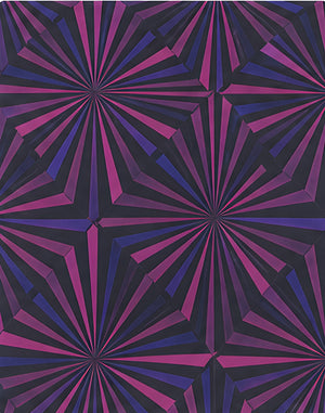 Purple Radiating Geometric chiffon, print close up