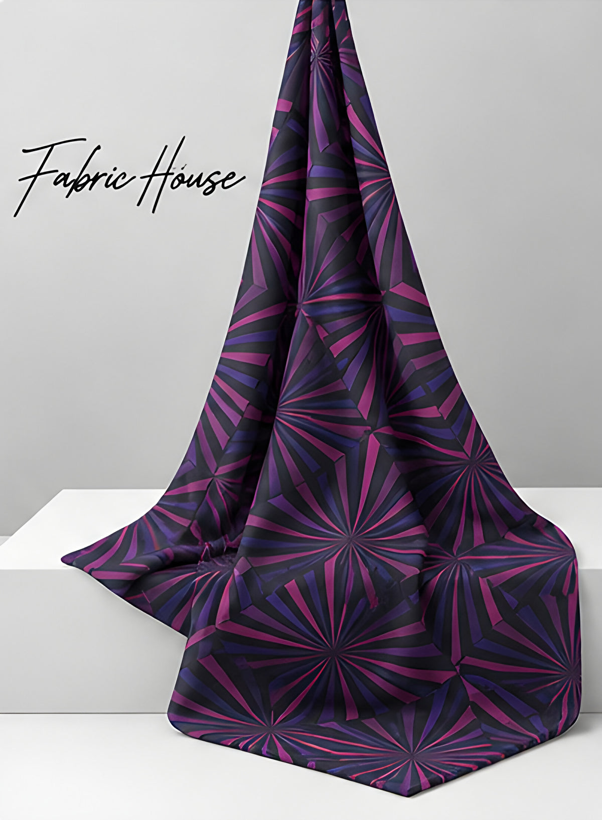 Purple Radiating Geometric chiffon draped to show fall