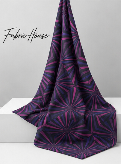 Purple Radiating Geometric chiffon draped to show fall