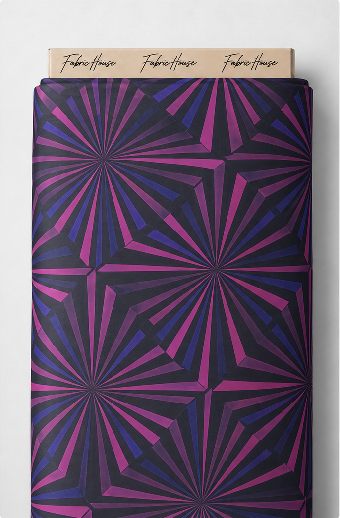 Purple Radiating Geometric chiffon full roll