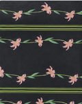 Black Pink Blossom Stripes chiffon, print close up