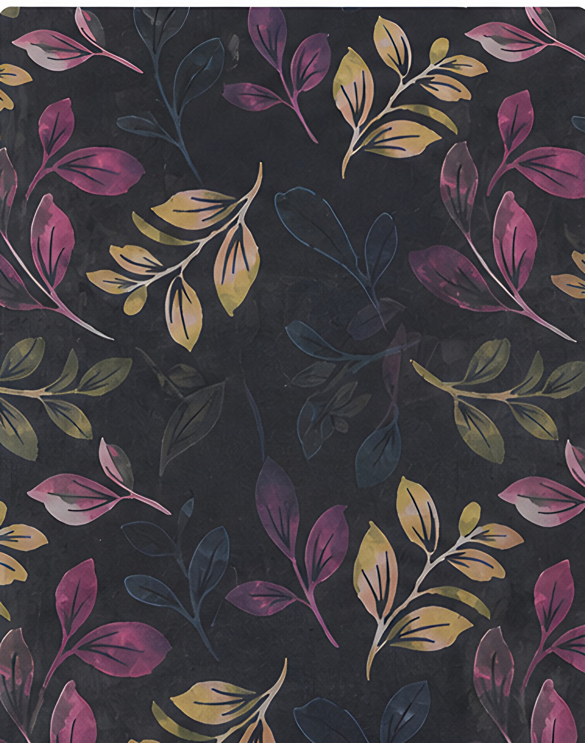 Dark Plum Vintage Botanical chiffon, print close up