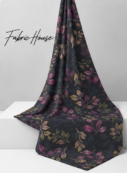 Dark Plum Vintage Botanical chiffon draped to show fall