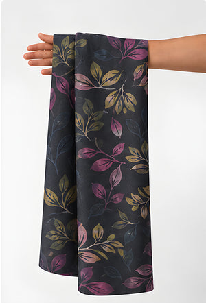 Dark Plum Vintage Botanical chiffon held in hand for scale