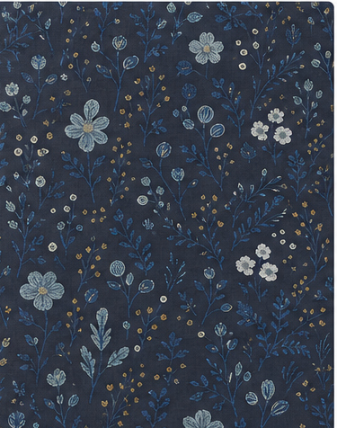 Midnight Blue Dainty Floral chiffon, print close up