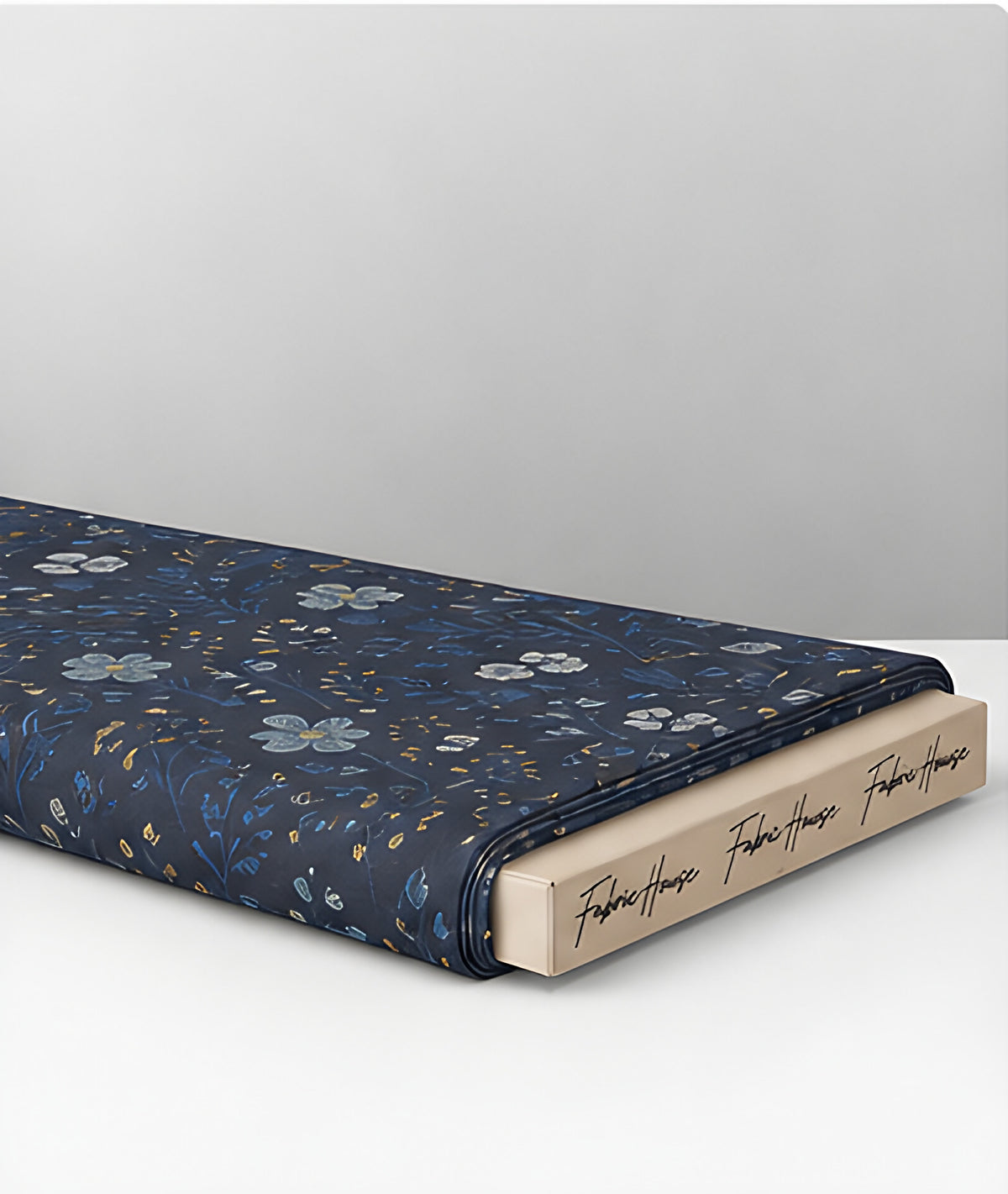 Midnight Blue Dainty Floral chiffon folded