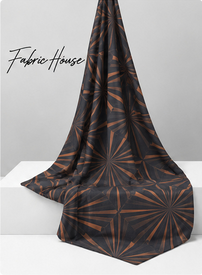 Brown Geometric Starburst chiffon draped to show fall