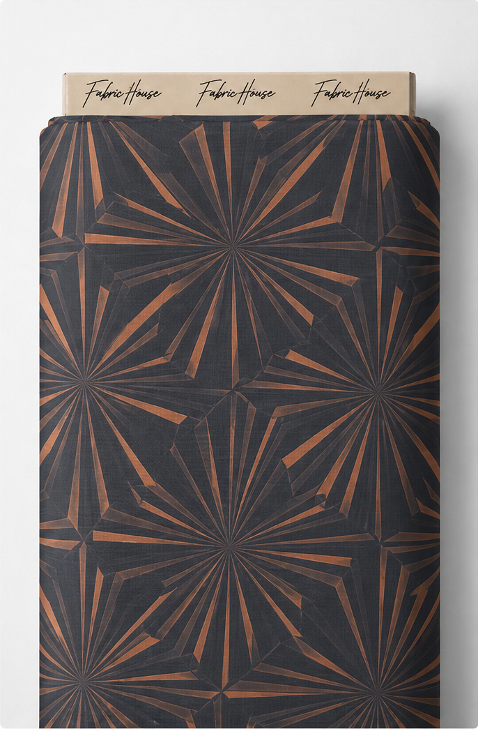 Brown Geometric Starburst chiffon full roll