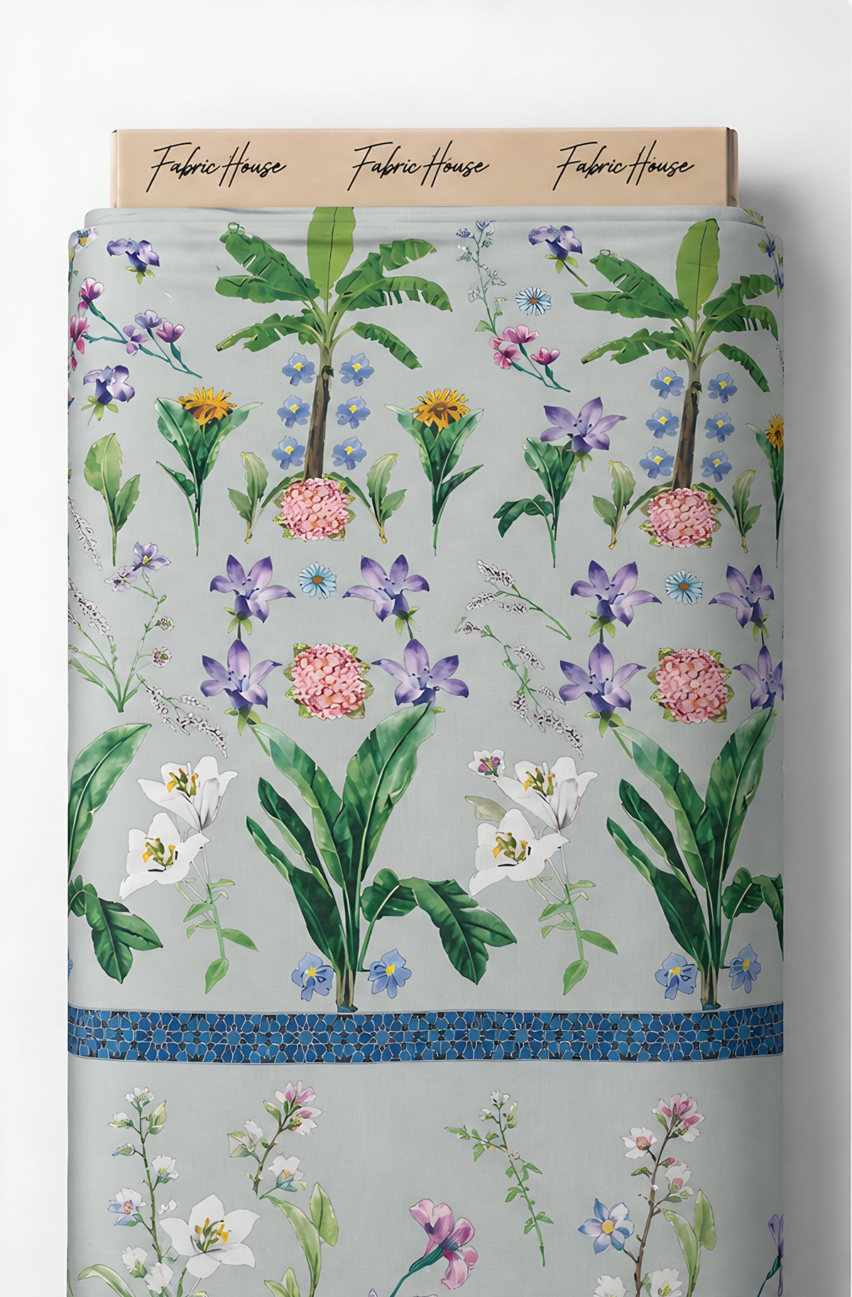 Ivory Pastel Garden Floral chiffon full roll