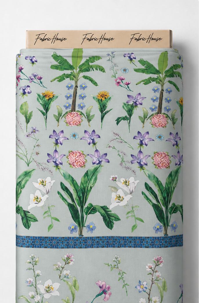 Ivory Pastel Garden Floral chiffon full roll