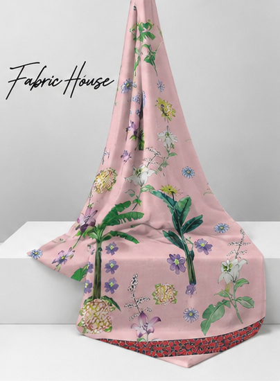 Blush Pink Garden Botanical chiffon draped to show fall