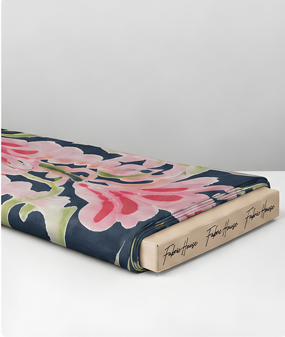 Cream Abstract Tropical Floral chiffon folded